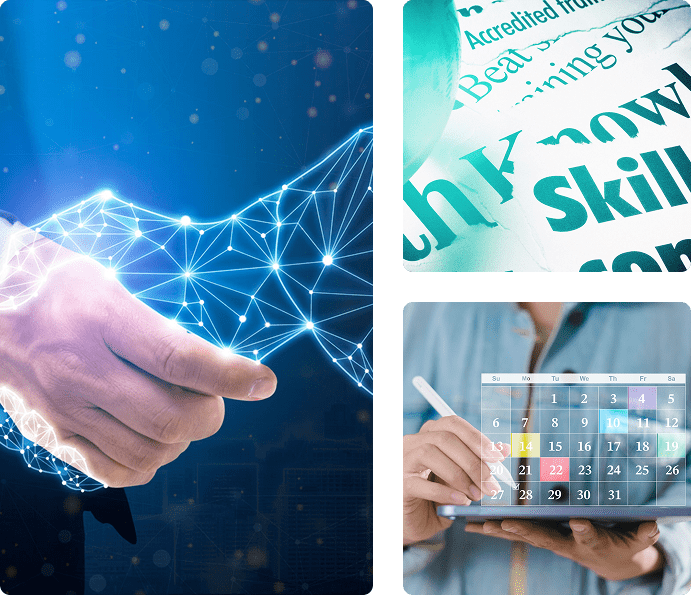 Digital handshake symbolizing trust and technology in financial services.