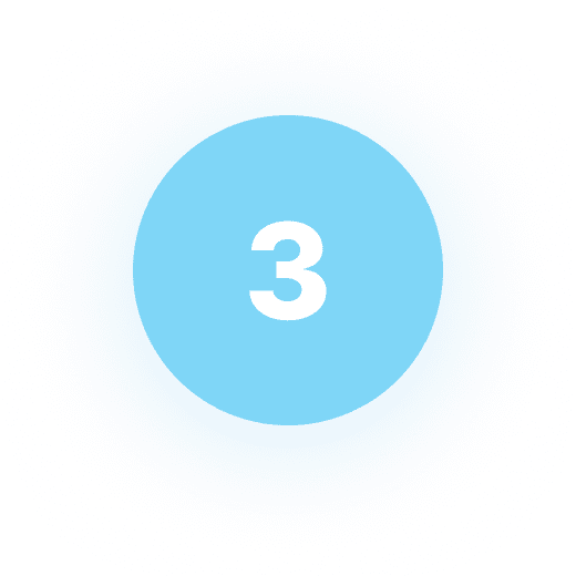 Blue circular badge with the white number 3 inside.