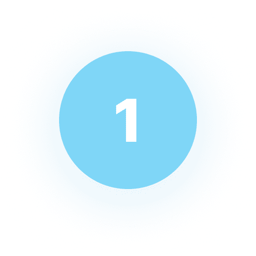 A blue circular button with the number 1 centered on it.